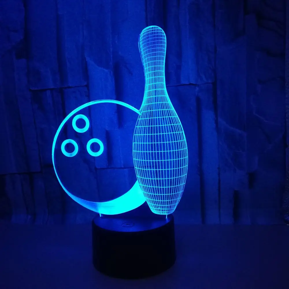 Ночной 3d светильник в стиле боулинга цветной светодиодный креативный маленький - Фото №1