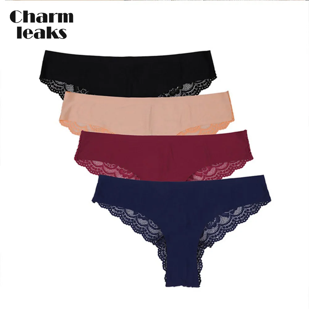 4 in pack Charmleaks, женские трусики, хлопковое нижнее белье, стринги, трусики танга, трусики, стринги, нижнее белье, сексуальные трусики, хлопок, 4 упаковки, кружевные, с отверстиями - Цвет: 4 in pack