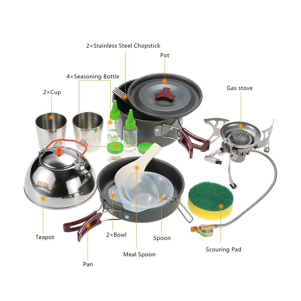 BRS портативный сковорода для приготовления пищи Frypan чашки наборы чайников