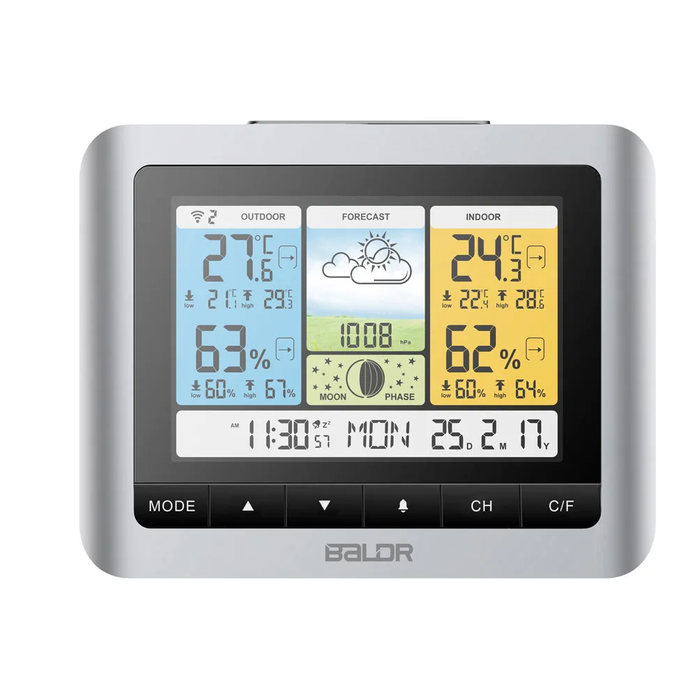 Baldr Цифровая метеостанция Беспроводной Цвет прогноз/открытый Температура