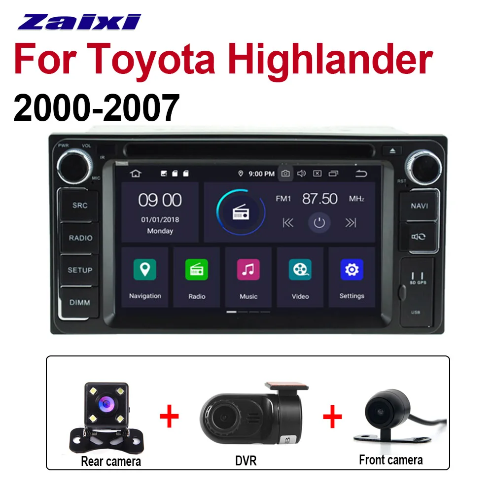 Extra 3 Accessories Автомобильный dvd-плеер на основе Android для Toyota Highlander 2000 2001 2002 2003 2004 2005 2006 2007 мультимедиа gps навигационная карта Автомагнитола - Цвет: Extra 3 Accessories