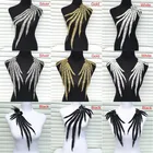 Кружевная Ткань для шитья воротника, с золотой вышивкой, ФениксПАВЛИНЬЕ ПЕРО, 1 шт.