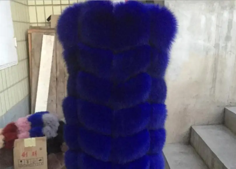 blue Зимнее теплое пальто из лисьего меха, Модный женский жилет из искусственного меха, пальто из искусственного меха, Толстый жилет из лисьего меха, Colete Feminino, большие размеры, S-4XL, wj1124 - Цвет: blue