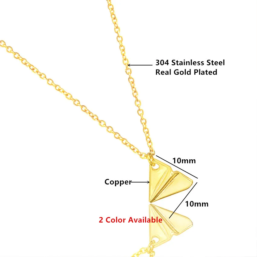 Минималистичное ожерелье в виде самолета оригами женское из нержавеющей стали
