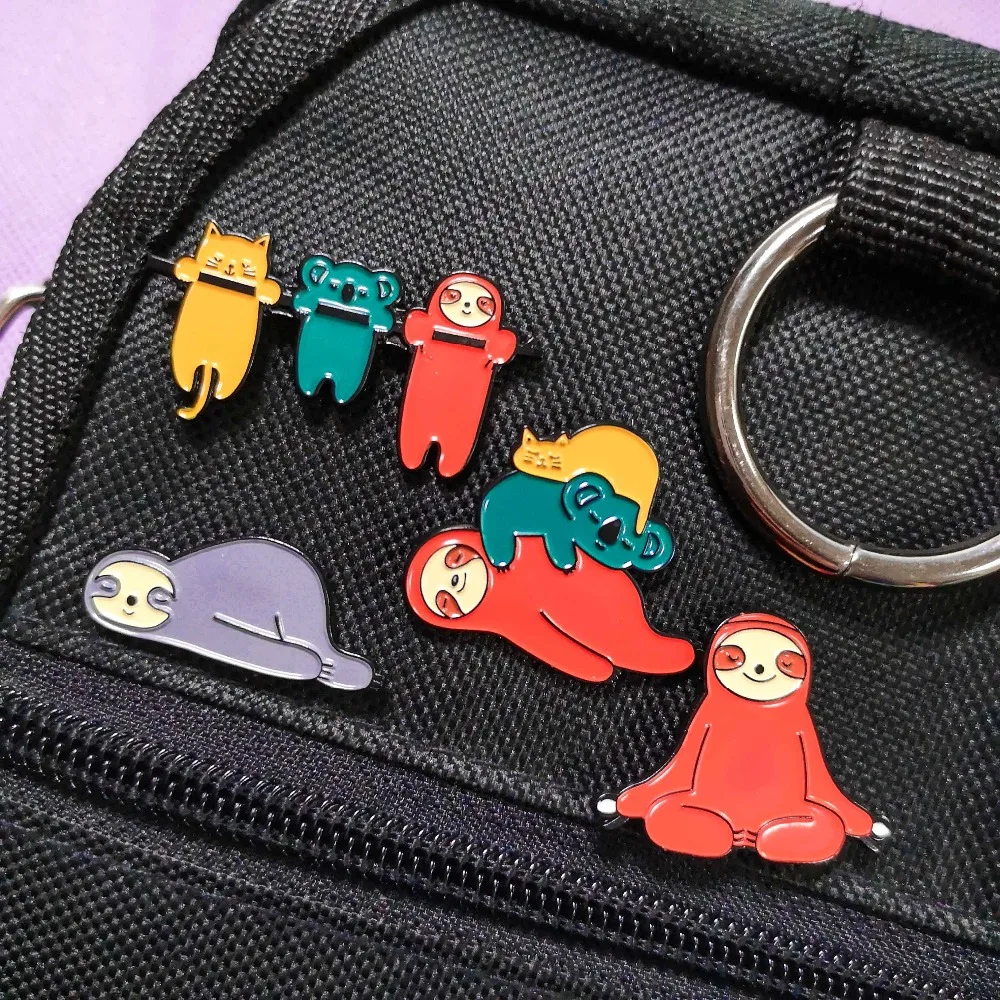 Очаровательная Милая Ленивец кошка коала Йога ленивое животное флэш эмаль