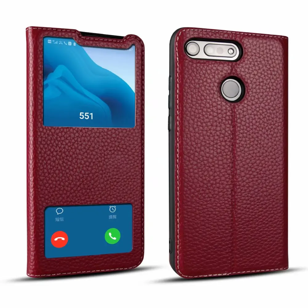 Роскошный чехол из натуральной кожи с откидной крышкой для huawei honor V20 V10 10 9 окошком