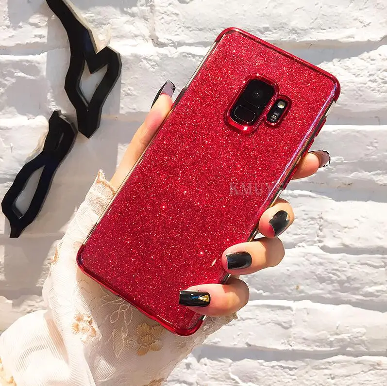 Red Bling Мягкий силиконовый чехол Обложка для samsung Galaxy S8 S9 плюс A3 A5 A7 J3 J5 J7 J4 J6 Note9 A6 A8 плюс телефона чехол s - Цвет: Red