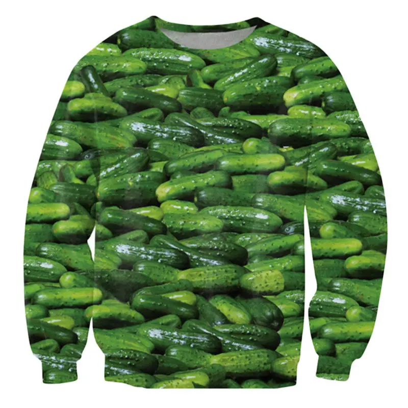 

Harajuku Mens Hoodies And Sweatshirts 3D Printed Pickles Cucumber Graphic Streetwear Long Sleeve Shirt Tops Sudaderas Hombre