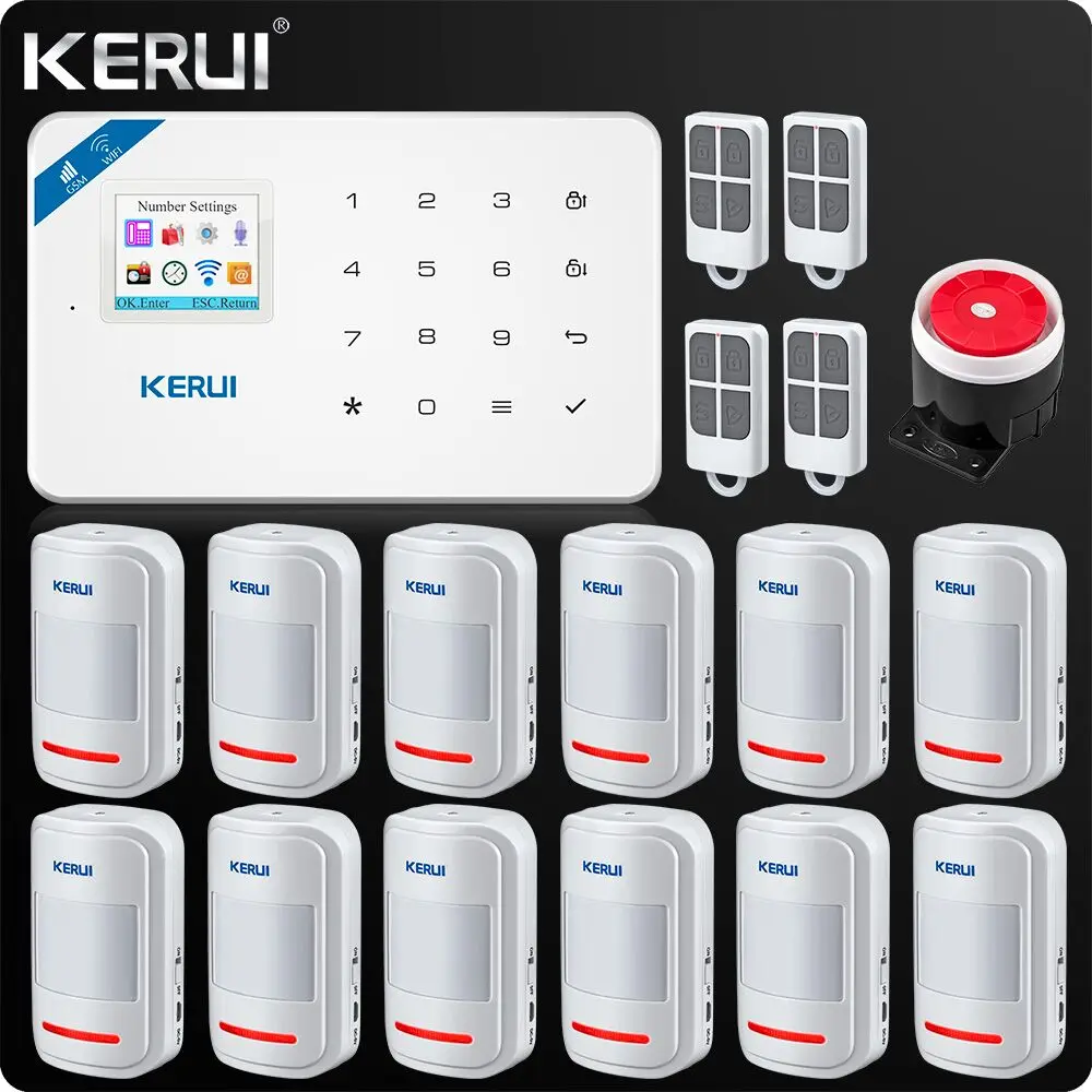 Kerui W18 беспроводной Wifi GSM IOS/Android приложение управление ЖК GSM SMS Охранная сигнализация для домашней безопасности PIR сенсор проводная сирена