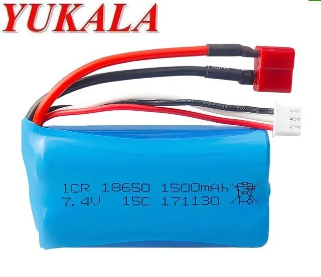 Красный Wltoys 12428 12423 12401 12402 12403 12404 1/12 RC аккумулятор грузового автомобиля 7,4 v 1500 мА/ч, литий-ионный аккумулятор 15c 18650 Т-образный разъем - Цвет: Красный