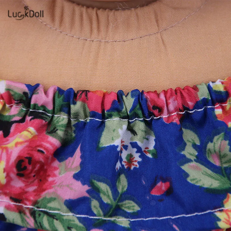LUCKDOLL цветок короткий рукав шорты комплект подходит 18 дюймов Американский 43 см BabyDoll одежда аксессуары, игрушки для девочек, поколение, день рождения Gif