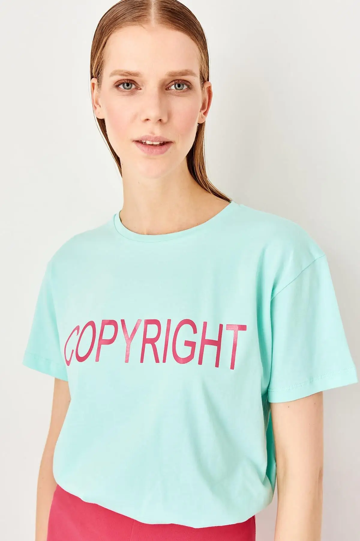 Trendyol Мятные Базовые Трикотажные футболки TWOSS19HS0066 | Женская одежда