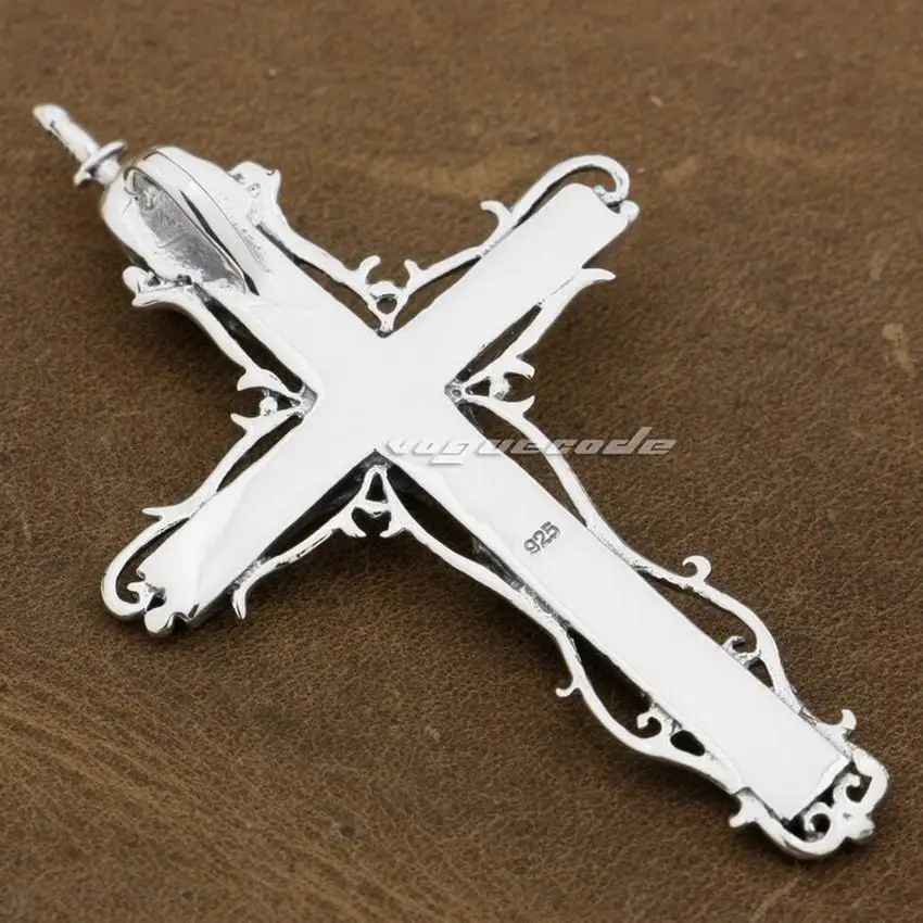LINSION серебряная подвеска Иисус Распятие Крест Меч череп Мужчины Байкер рок панк