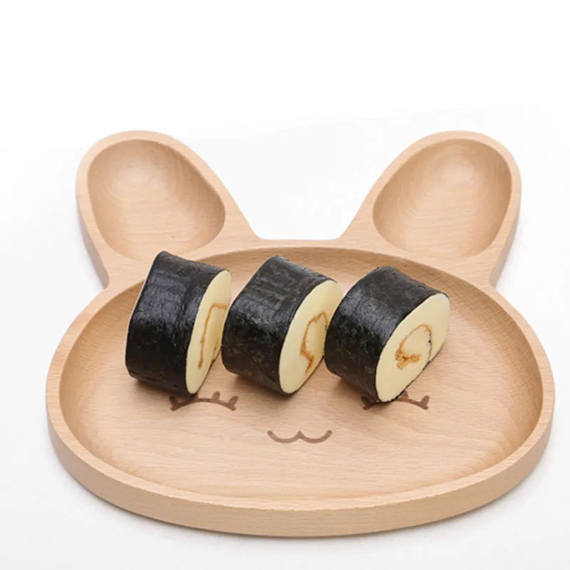 Деревянный поднос для сервировки 1 шт. обеда с кроликом тарелка еды мультяшная