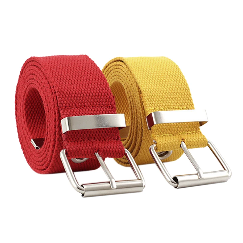 Женский холщовый пояс с металлической пряжкой черный белый красный широкий