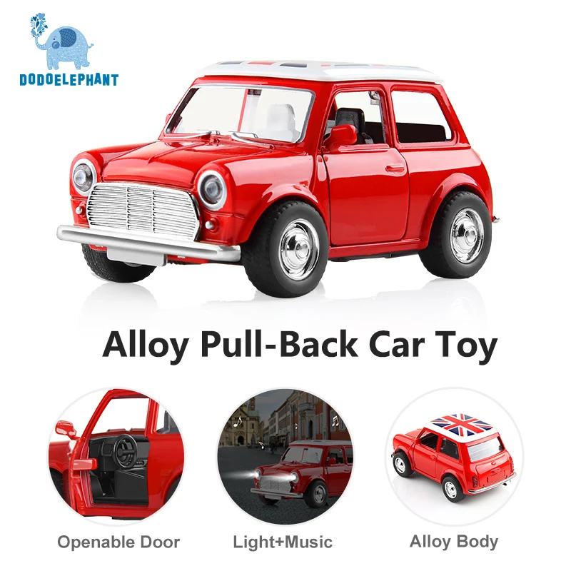 Модель автомобиля Dodoelephant с откидной спинкой в игрушечном автомобиле классическая модель красного автомобиля 1/36 масштаб мини модель автомобиля коллекция W/звуковой светильник