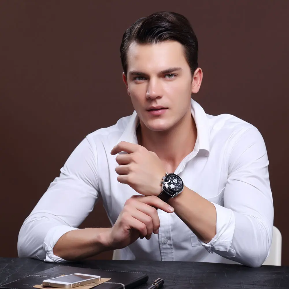 MEGIR мужские часы люксовый бренд хронограф водонепроницаемые кварцевые наручные