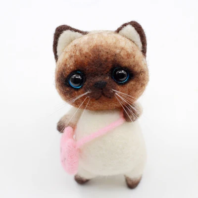Siamese kitten Материал из шерстяного войлока сумка для взрослых ручной работы DIY кошка подарки на день рождения - Цвет: Siamese kitten