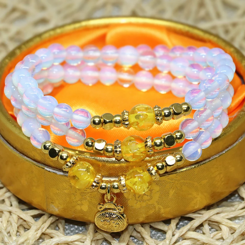 Оригинальный дизайн оптовая цена белый 6 мм круглые бусины опал лунный камень