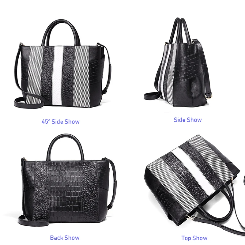 HIGHREAL Crocodile Women Bag Luxury Elegant Top Handle Bags Brand Women Designer Handbags 100% Genuine Leather Female Bag