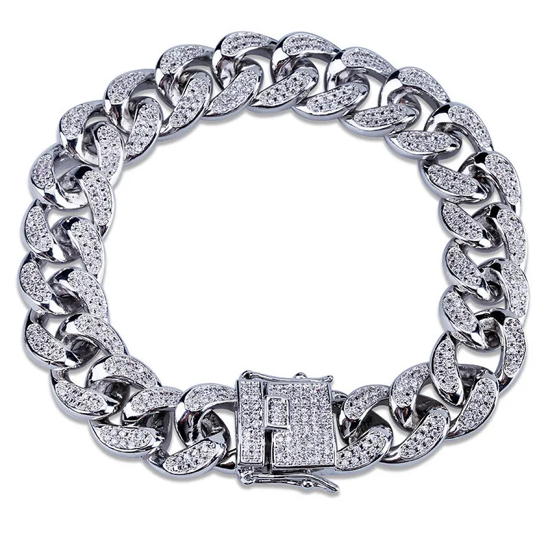 Iced Out цепи браслет для мужчин подарки 2 цвета микро проложить Циркон Модный дизайн хип хоп браслеты из камней