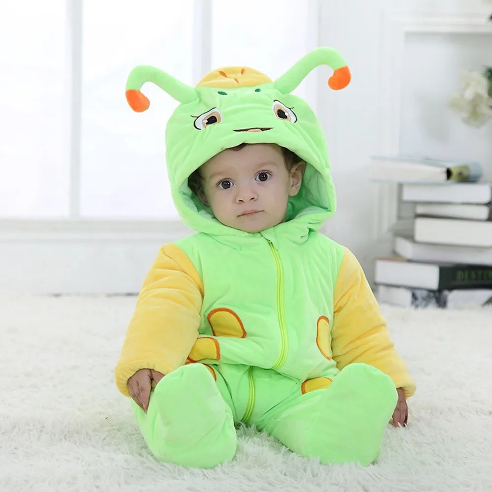 

lovable Green Caterpillars Flannel Baby Girl Rompers Long Sleeve Boy Rompers Baby Costume Clothing Kids Jumpsuit Baby Clothes