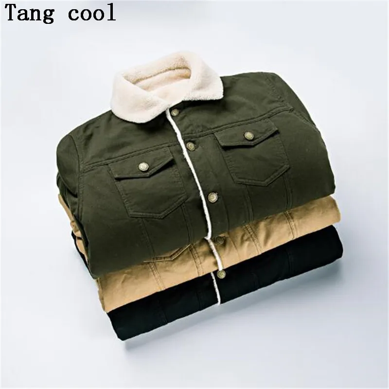 Tang Cool Brand Trend Cashmere Jacket Men's Autumn Winter New Washed Cotton Thickened Street Style Military Coat | Мужская одежда
