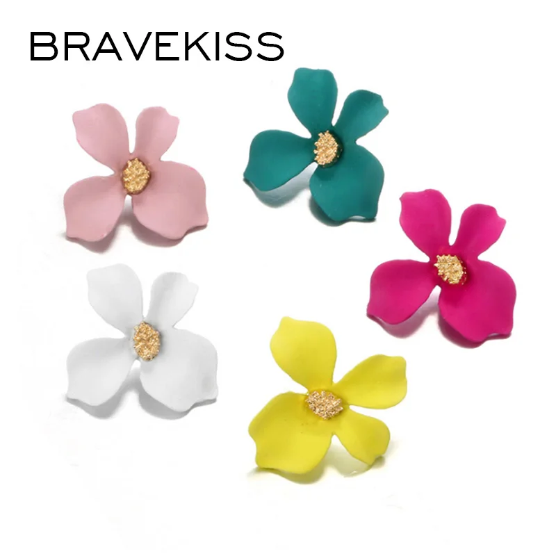 BRAVEKISS новинка 2019 цветок в Корейском стиле серьги гвоздики 4 цвета для женщин