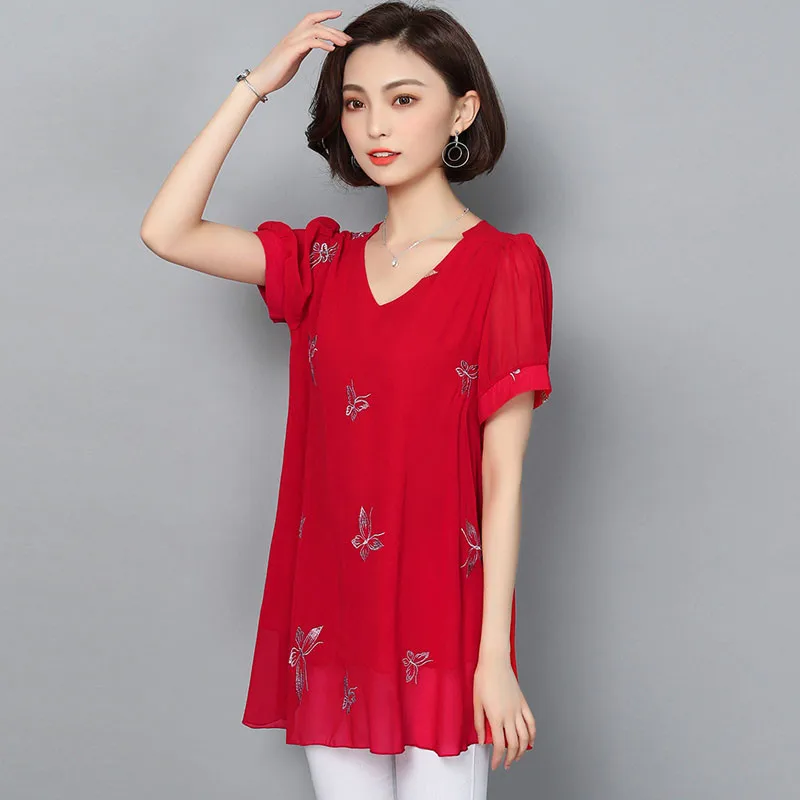 TEAEGG женские блузки и топы Chemisier Femme шифоновые рубашки Blusa Mujer плюс размер 4XL 5XL 6XL