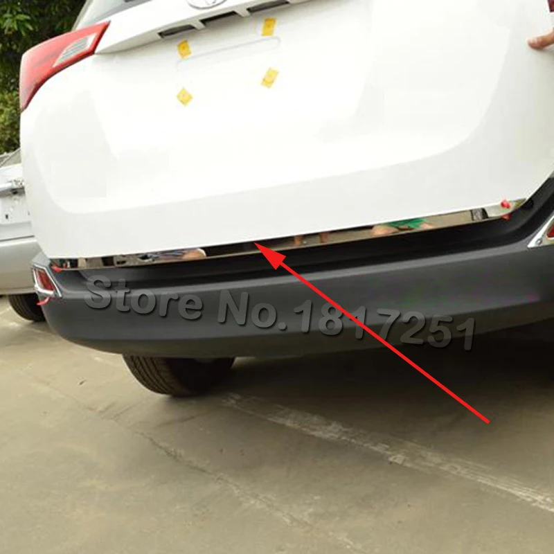 Для Toyota RAV4 2013 задняя дверь Нижняя крышка формовочная отделка из нержавеющей стали задняя дверь отделка автомобильные аксессуары
