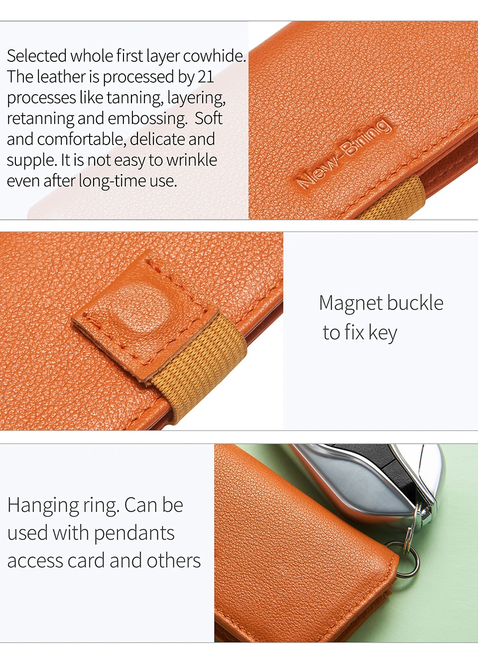 NewBring мужская сумка из натуральной кожи держатель для ключей, администратор Для женщин органа ключница йзер для ключей Для мужчин кошелек для смарт-ключа самодельный брелок EDC с ключница чехол для ключей