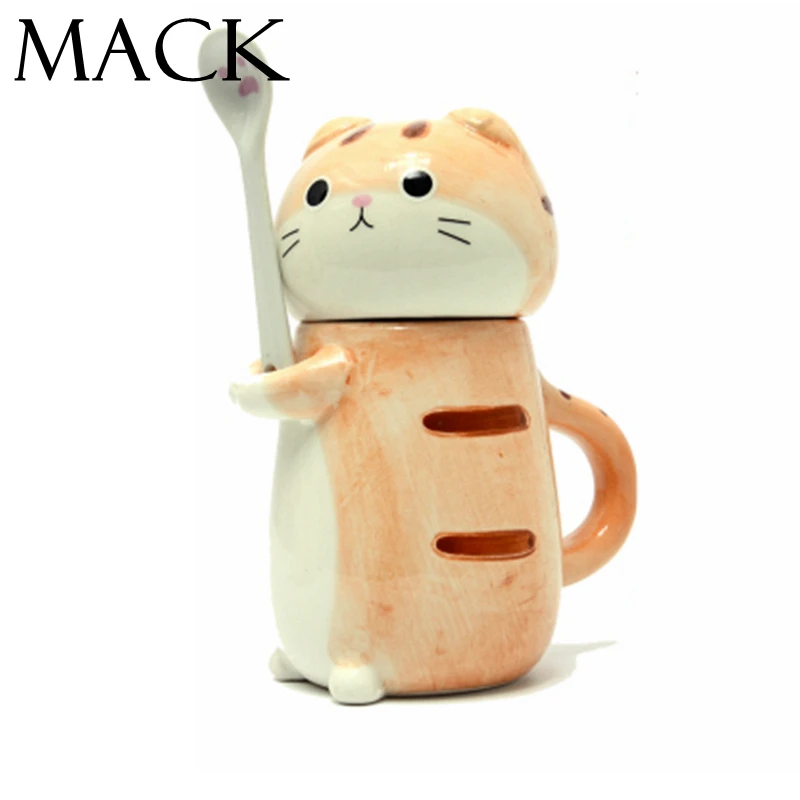 Креативная мультяшная керамическая индивидуализированная кружка Хаски с ложкой