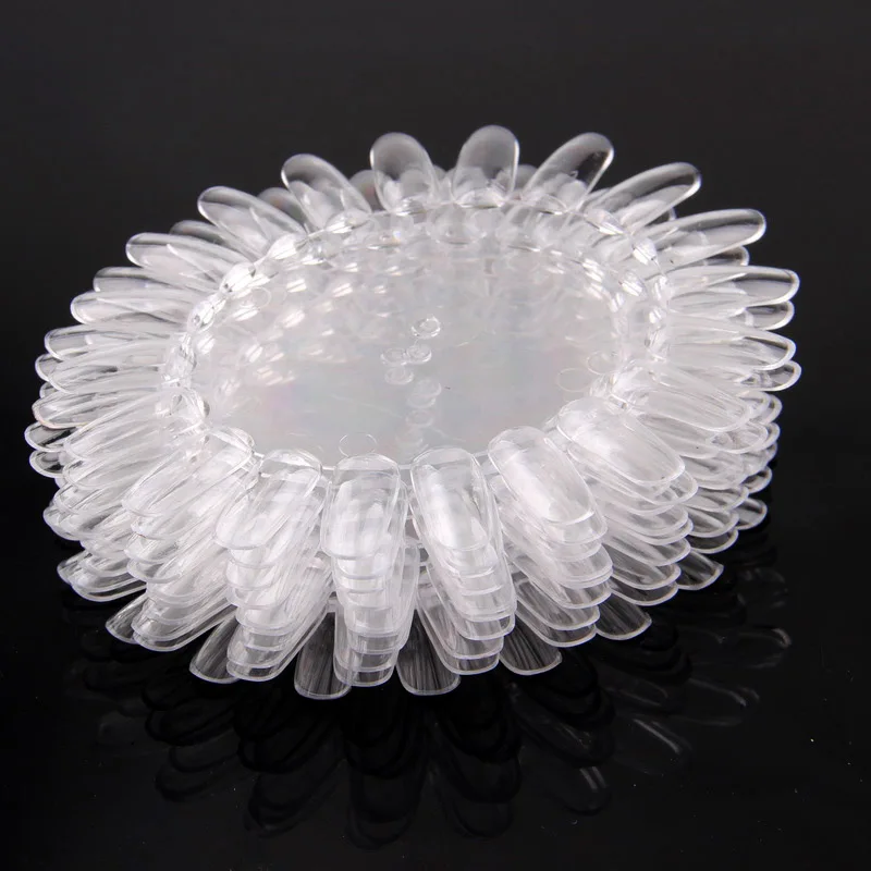

60Pcs Natural White/Clear Fake Nail Art Display Nail Polish Glue Display Wheel Design Beauty Nails Tool