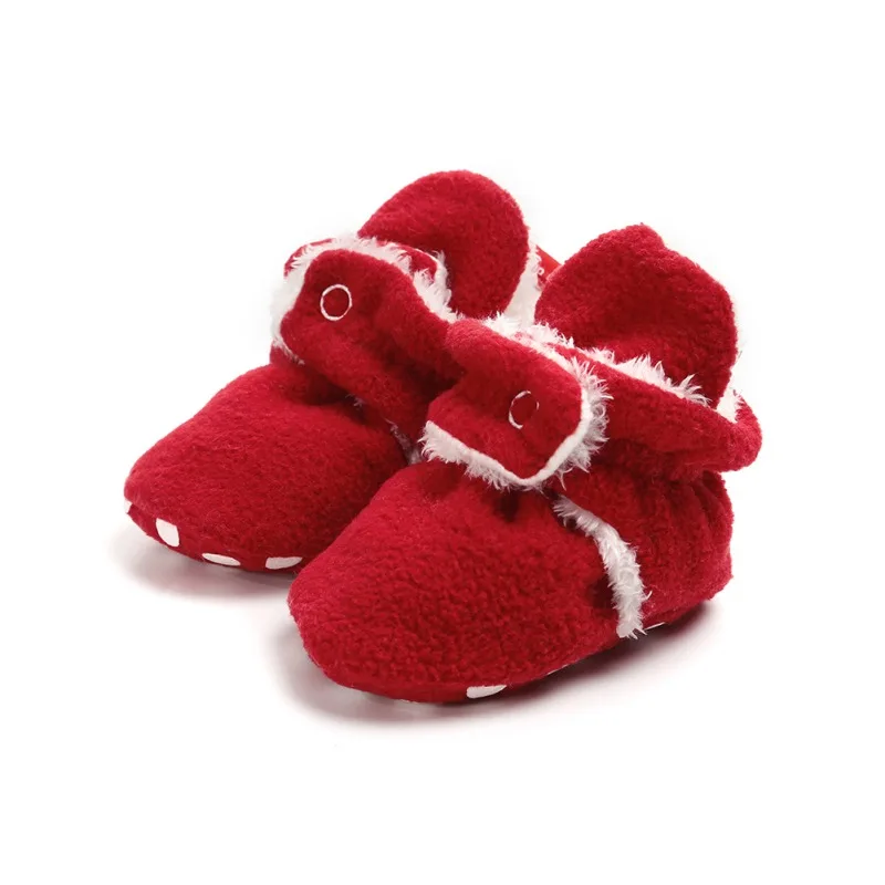 R Унисекс для новорожденных Cozie из искусственного флиса Bootie зимняя теплая детская кроватка для новорожденных обувь классический напольный мальчиков M - Цвет: R