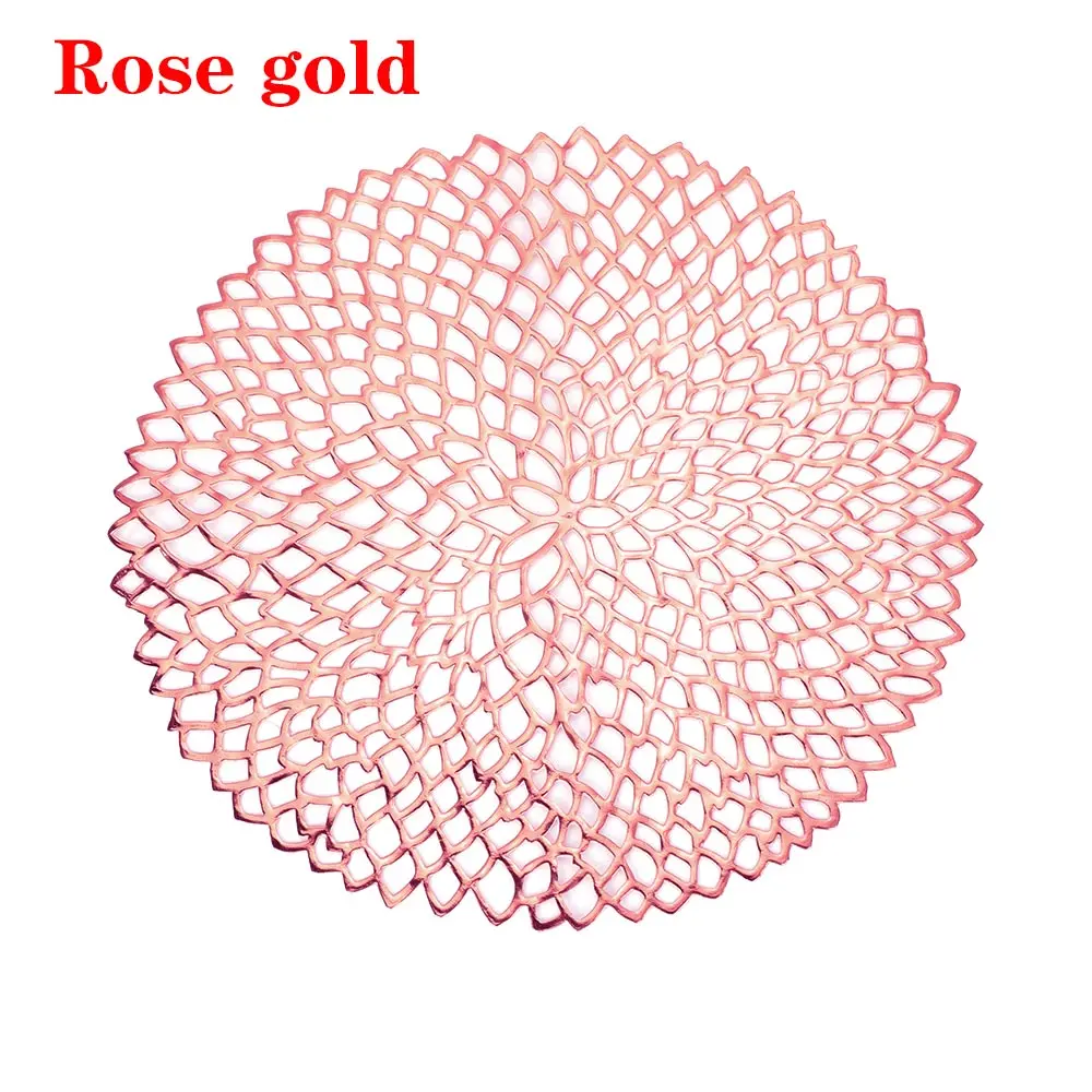 rose gold 1 шт. 36 см диаметр полый Круглая изоляционная Нескользящая настольная подставка коврик пвх кухонные чаши подстилки для обеденного стола - Цвет: rose gold