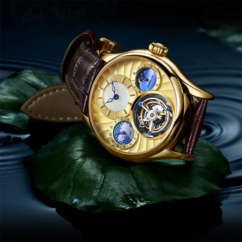 Tourbillon механические часы мужские Лидирующий бренд часы сапфировые зеркальные оригинальные Tourbillon полые Движение Мужские t Moon Phase модные часы