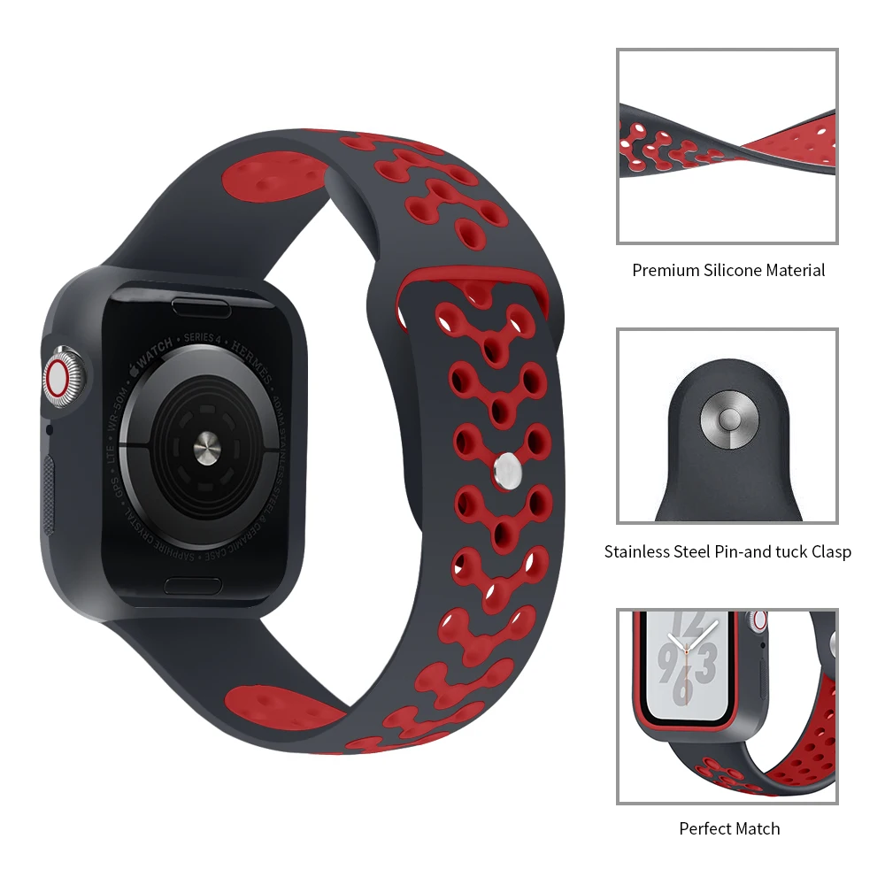 OSRUI силиконовый спортивный ремешок для apple watch band чехол 4 44 мм 40 мм Iwatch series 4 correa pulseira браслет защитный чехол