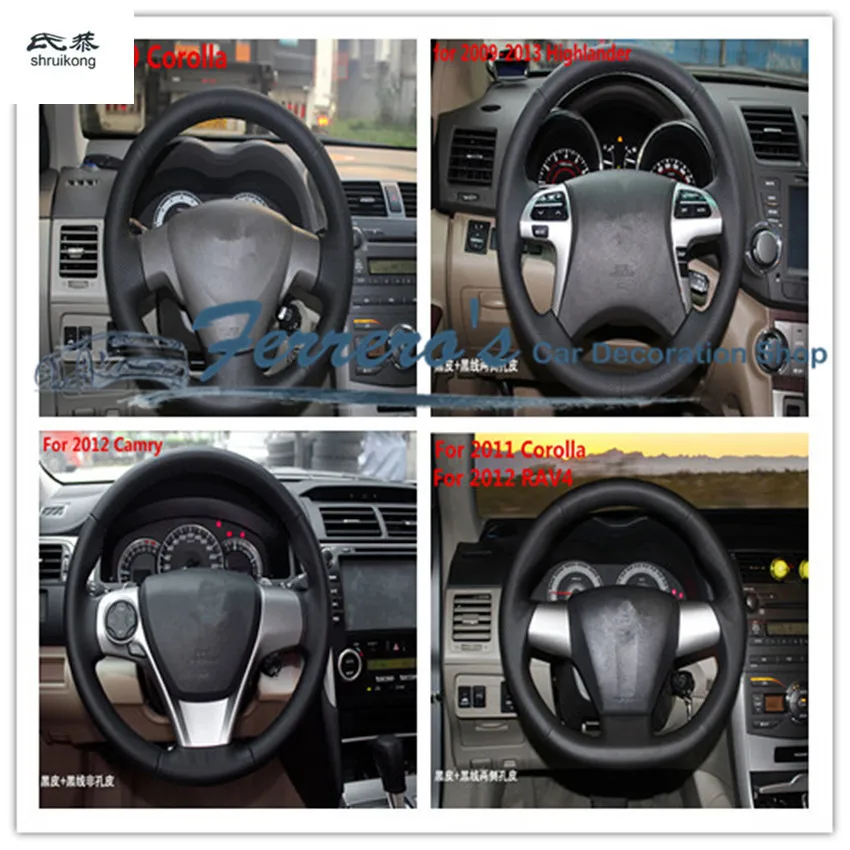 

1Lot Sew-on Microfiber Leather Car Steering Wheel Cover Accessories For Toyota Corolla Camry Highlander RAV4