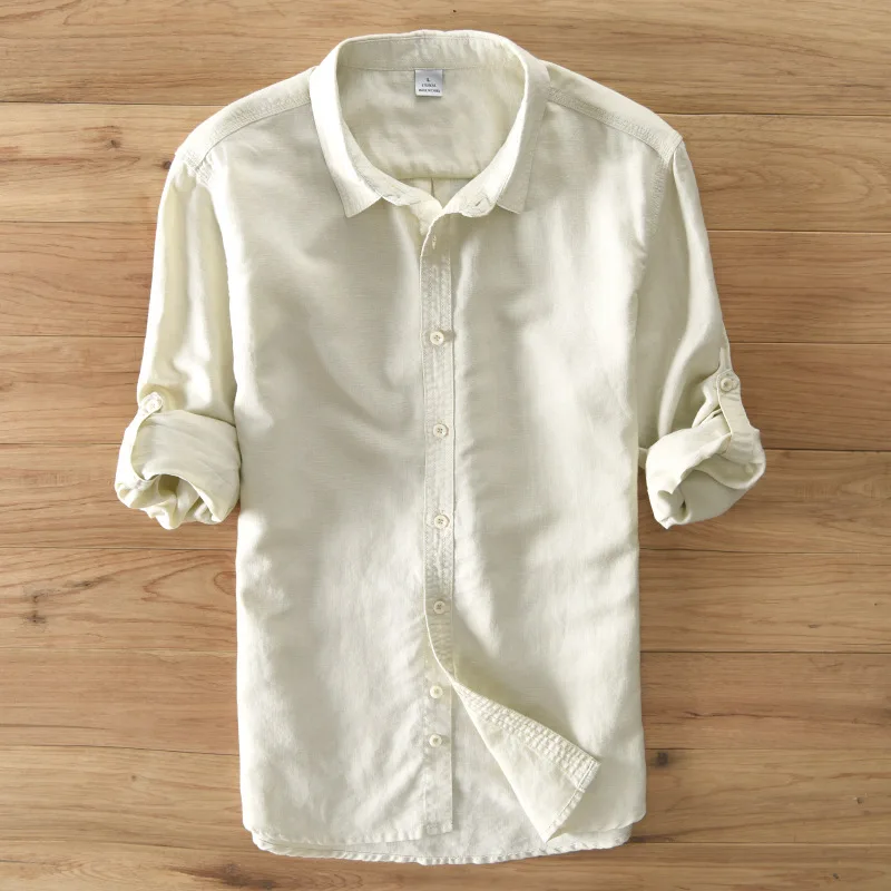Men Linen Long Sleeve Shirts 2019 High Quality men cool | Мужская одежда