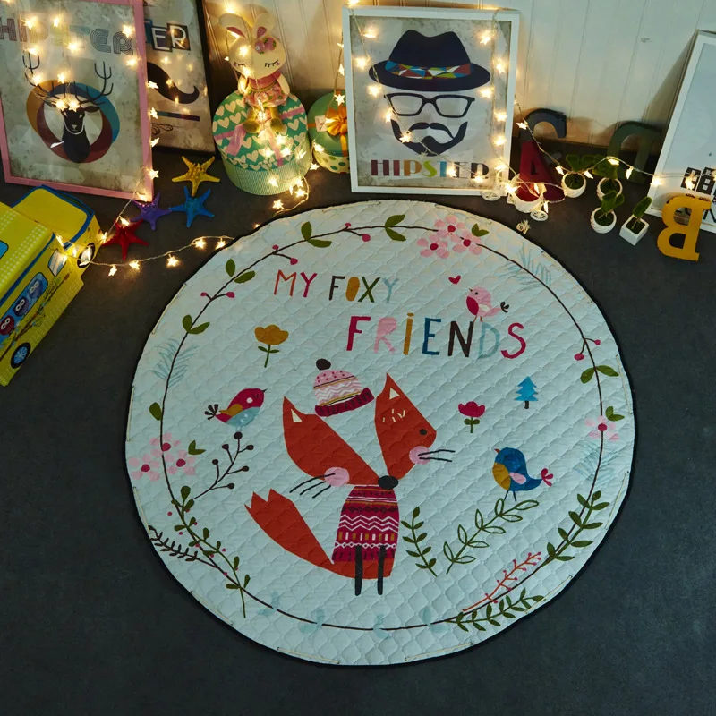 Cartoon Round Infant Crawling Mat Children Toys Storage Bag Baby Kids Floor Play Drawstring Toy Organizer|storage organizer|storage bag babytoy