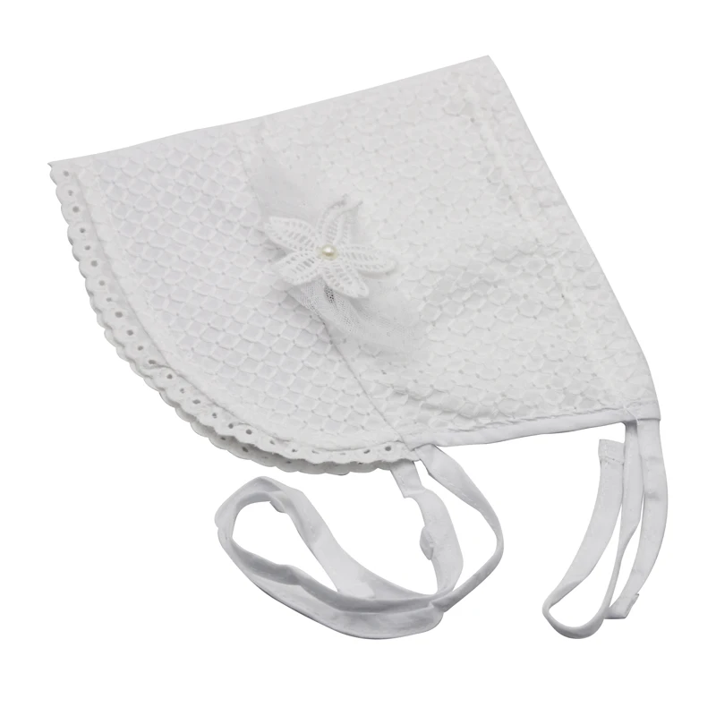 Шляпа для маленькой девочки летняя хлопковая шапка на шнурках розового/белого