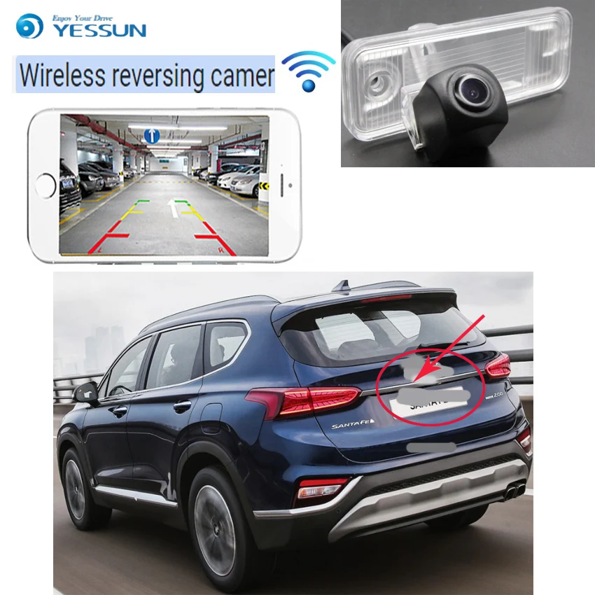 2019 The New car Reverse License Plate wireless hd Camera For Hyundai Santa Fe 2013~2018 for Hyundai ix45 2013~2015 night visio