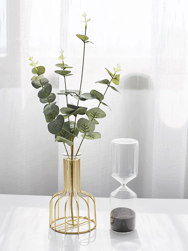 1 Набор стеклянная железная ваза в скандинавском стиле Золотая для цветов дома и