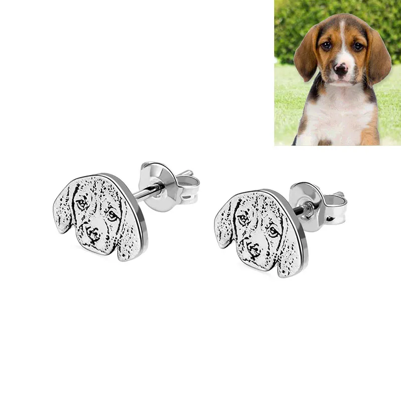 

AILIN 925 Sterling Silver Personalized Pet Photo Engraving Earrings