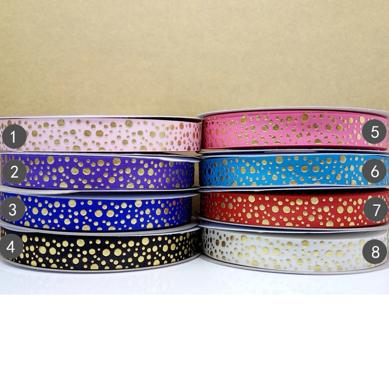 Бесплатная доставка 50 ярдов точек Золотая фольга шеврон печатная grosgrain лента |