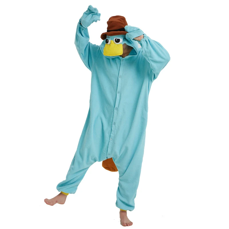 Pijamas para hombre (traje XXL de 180-200CM), Mono de hombre y mujer, traje de Cosplay de monstruo, mono de hombre y mujer de los Platypus Kigurumi para adultos