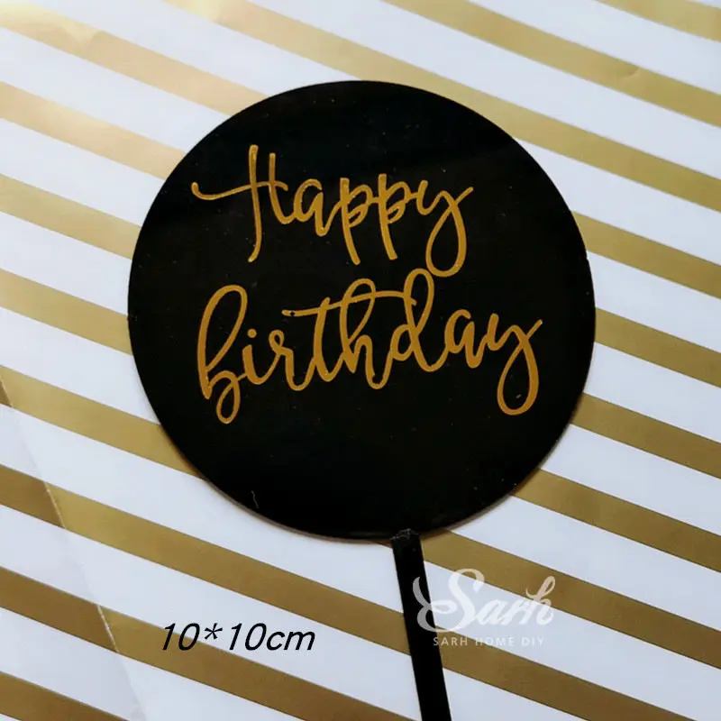 2pc round birthday Разноцветные счастливые топперы для торта на день рождения, розовые, фиолетовые, блестящие, для письма, украшения для рук, вечерние, милые подарки - Цвет: 2pc round birthday