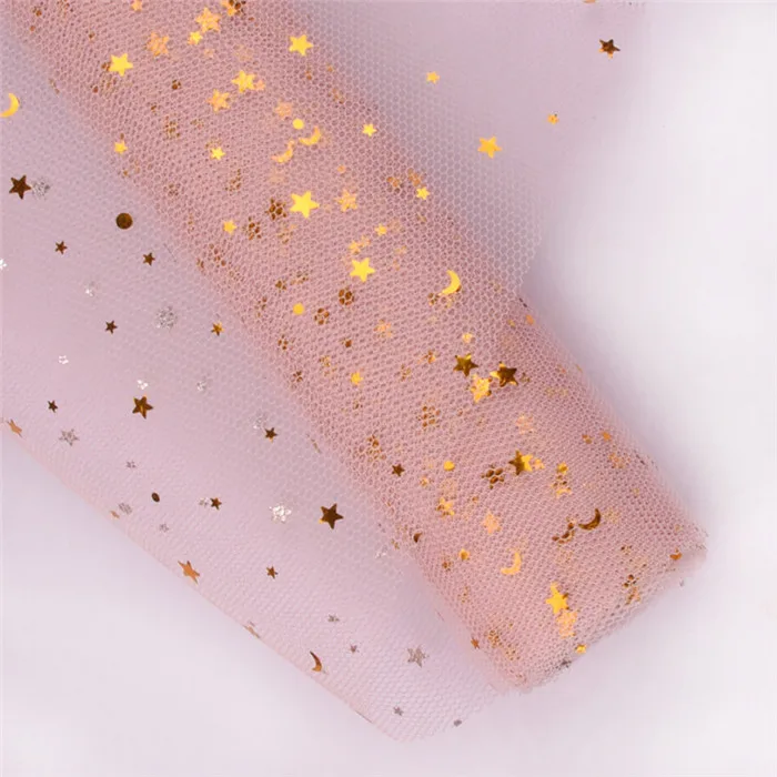 Pink 2 м/рулон Фэнтези блёстки Звезда Луна кружево сетка цветок подарочная упаковка создание скрапбука своими руками бумага флористы принадлежности Декоративные материалы - Цвет: Pink