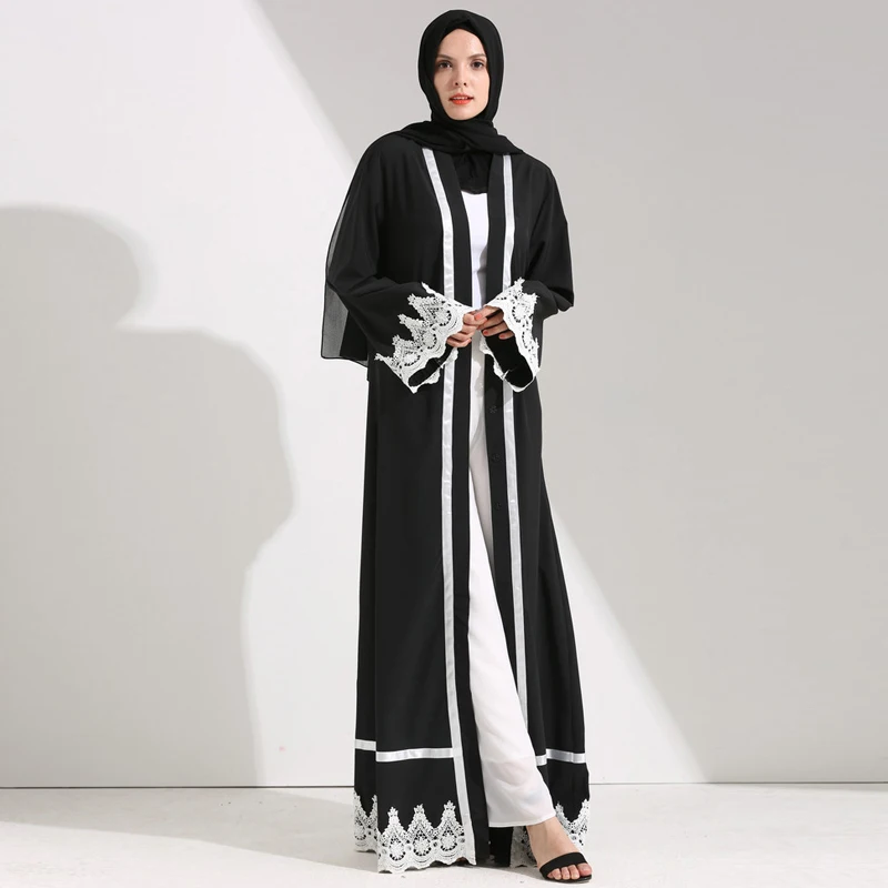 Abaya кимоно кардиган халат длинный кружевной мусульманский хиджаб платье Абая для