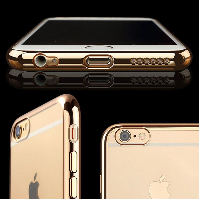 Роскошные позолоченные прозрачные силиконовые чехлы из ТПУ для iPhone 6 6S plus 7 Plus